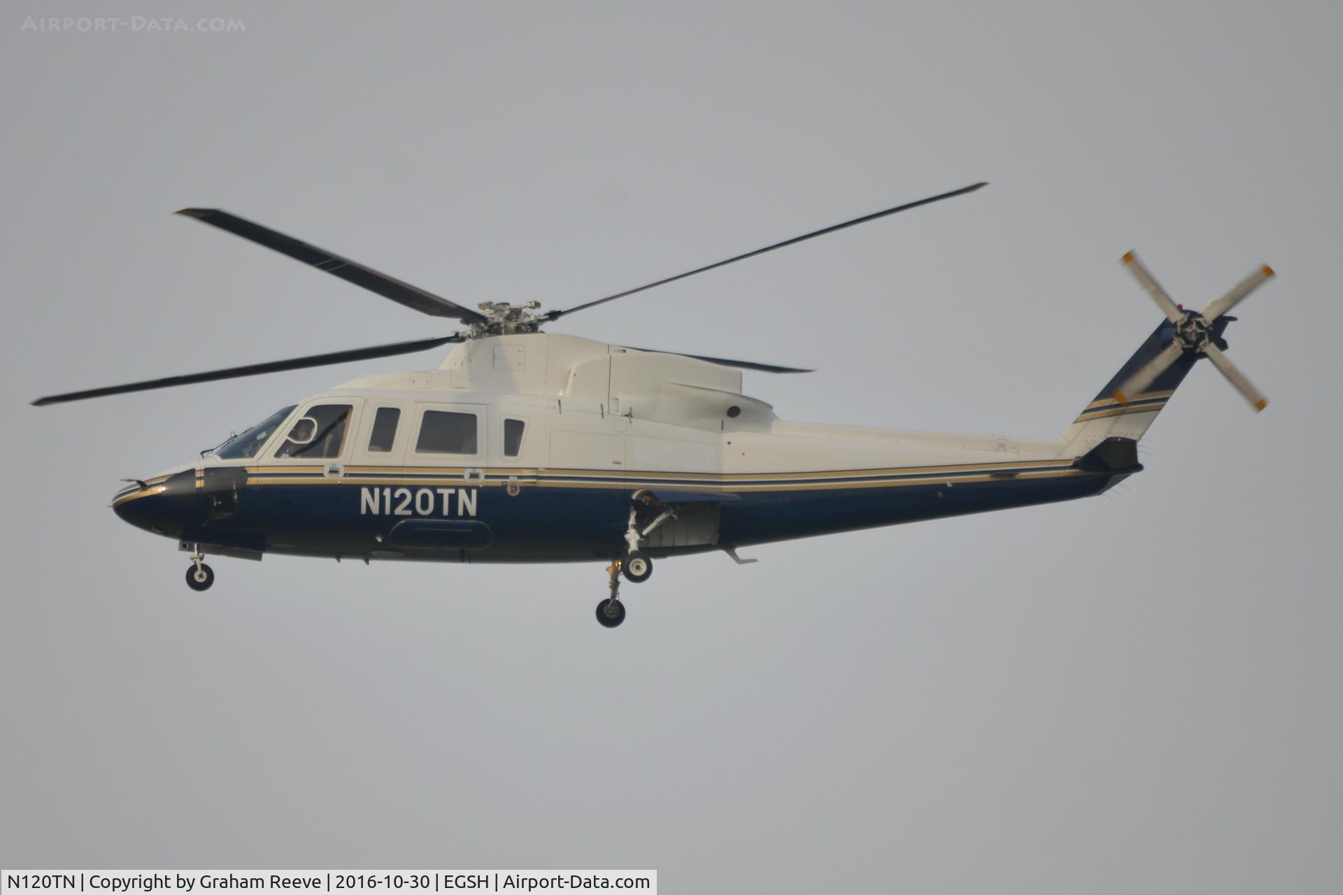 N120TN, 2010 Keystone Helicopter S-76C C/N 760781, Landing at Norwich.
