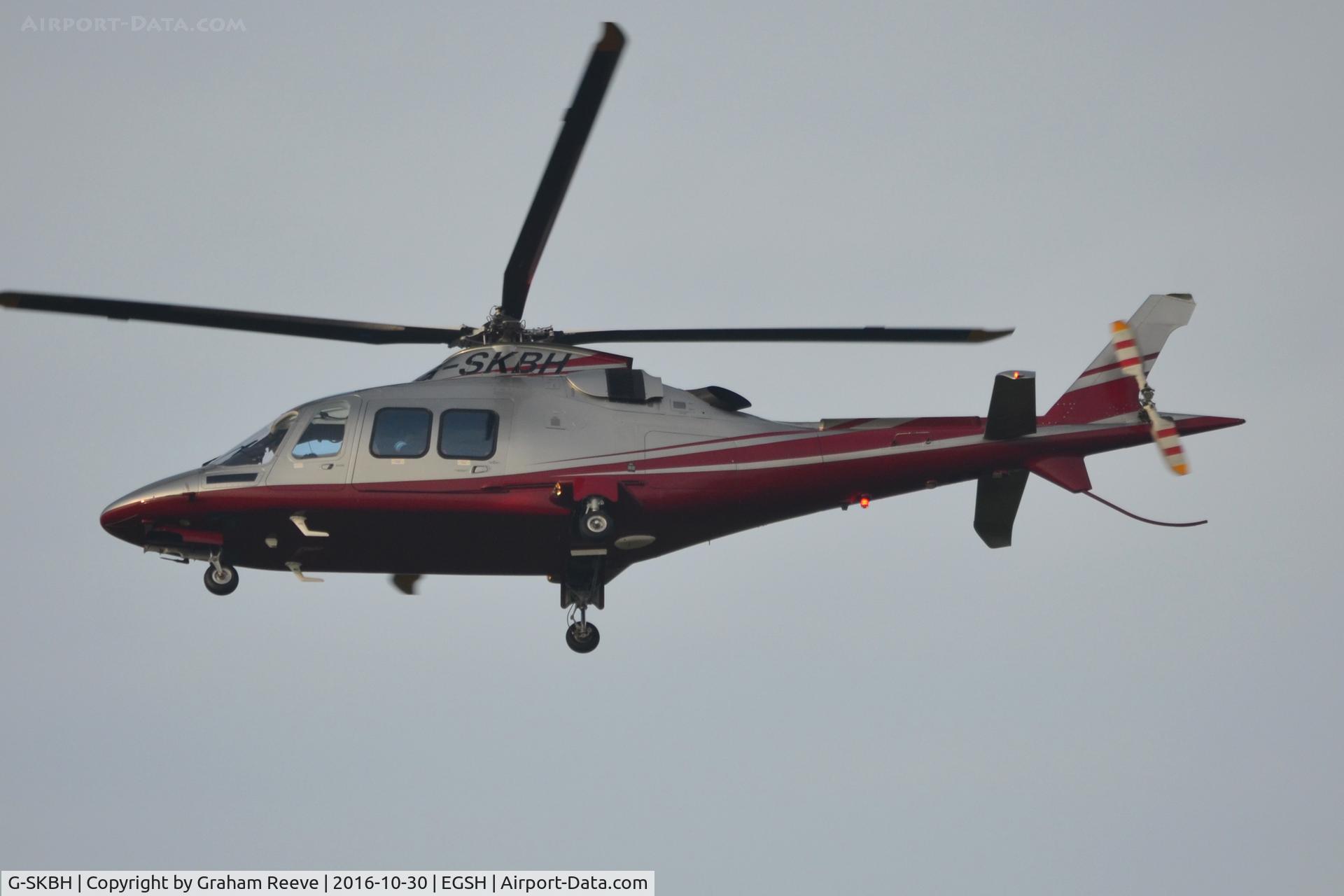 G-SKBH, 2010 Agusta AW-109SP Grand New C/N 22216, Landing at Norwich.