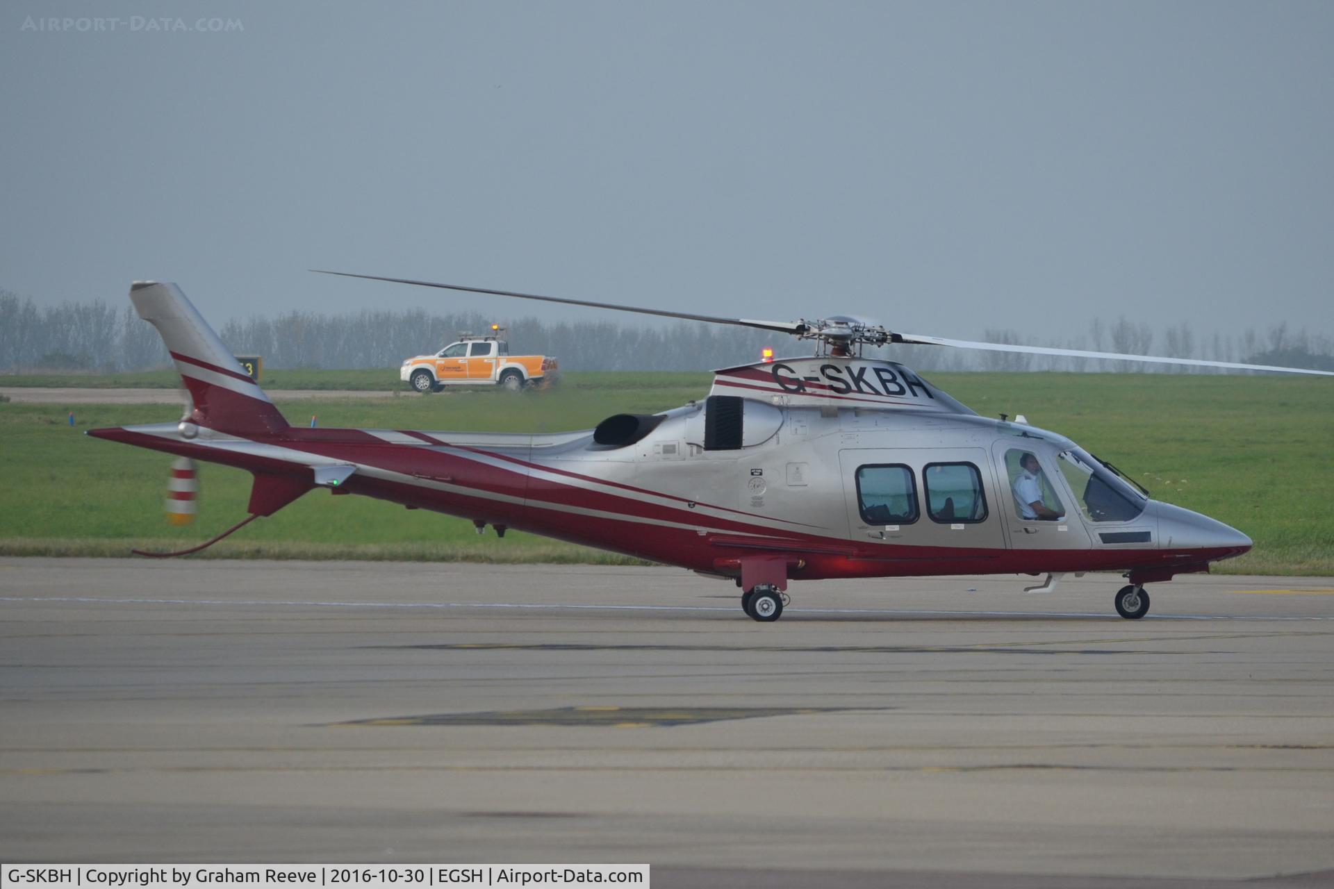 G-SKBH, 2010 Agusta AW-109SP Grand New C/N 22216, About to depart from Norwich.