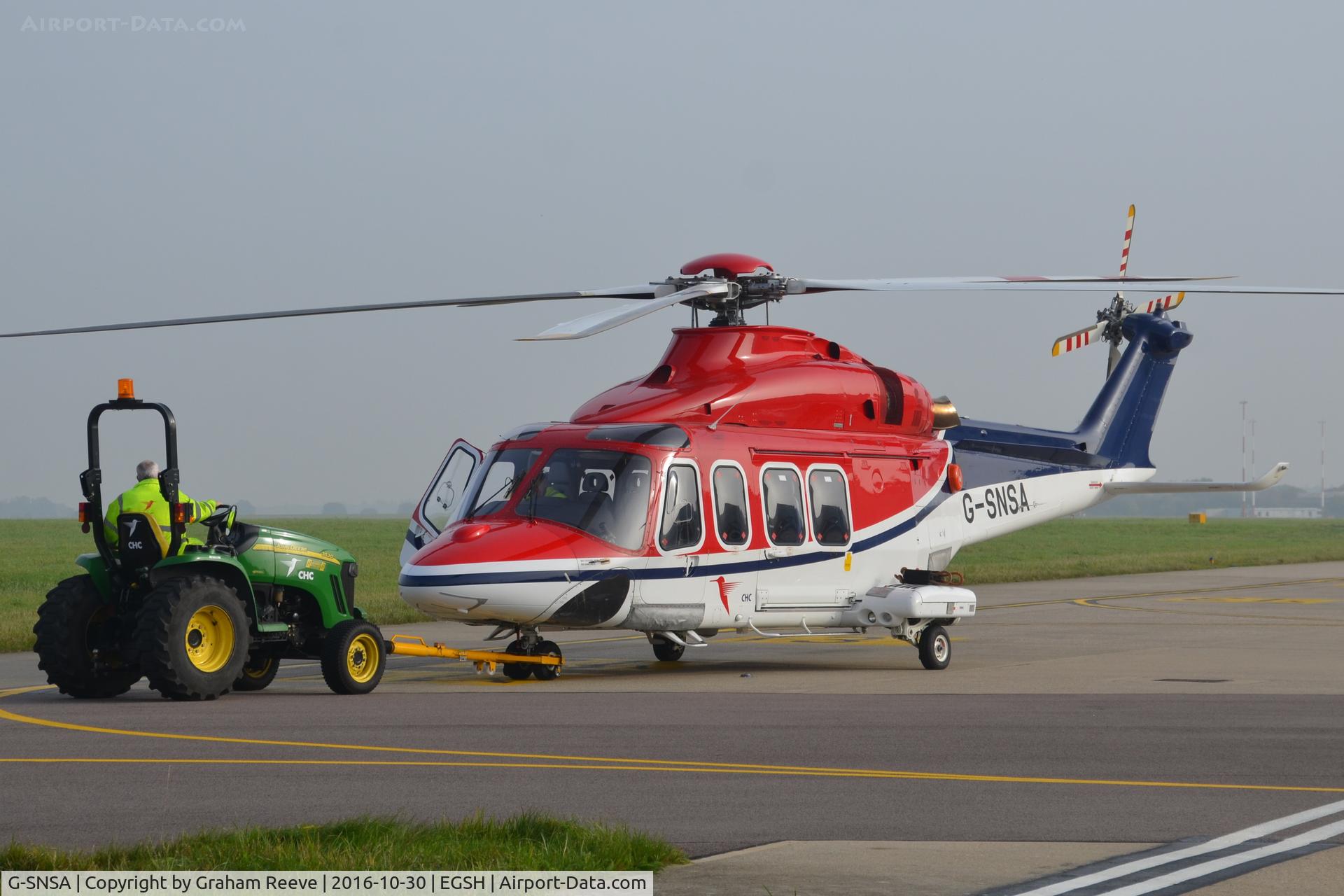 G-SNSA, 2010 AgustaWestland AW-139 C/N 31308, Under tow at Norwich.