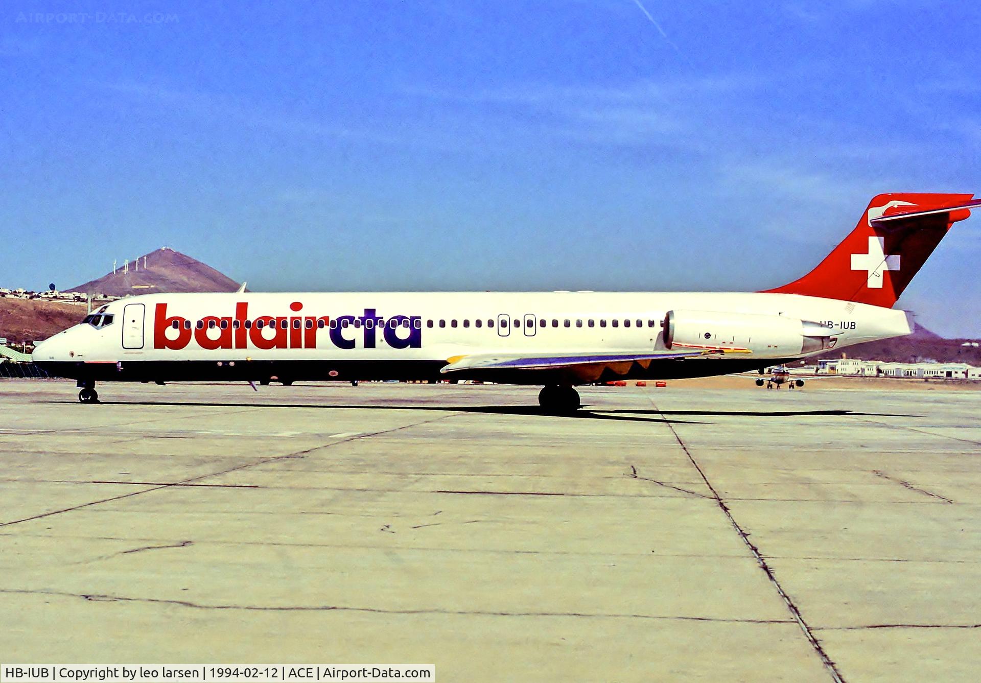 HB-IUB, 1988 McDonnell Douglas MD-87 (DC-9-87) C/N 49586, Lanzarote 12.2.94