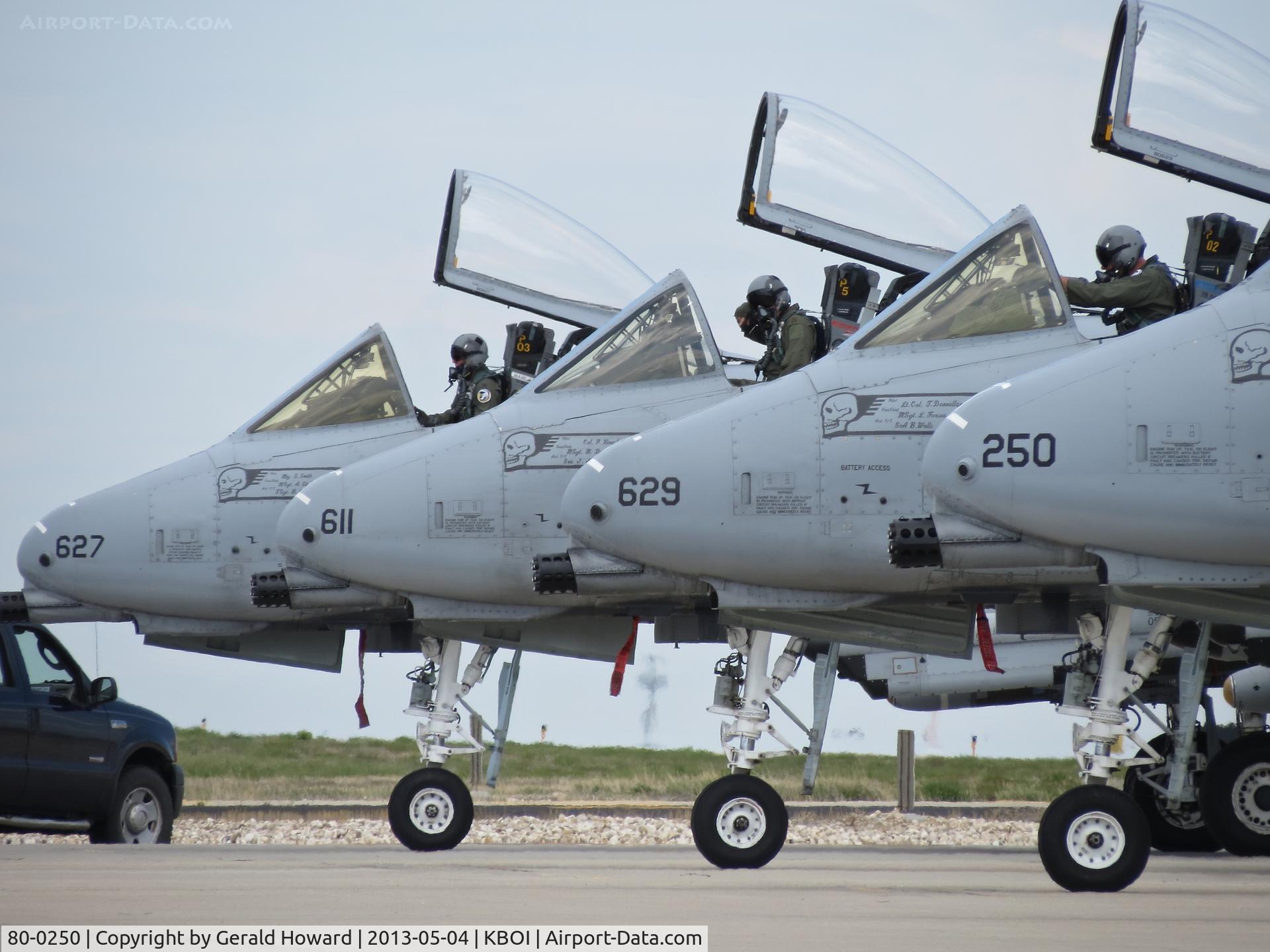 80-0250, 1980 Fairchild Republic A-10C Thunderbolt II C/N A10-0600, On East De arm pad for pre flight inspections. 190th Fighter Wing, Idaho ANG.