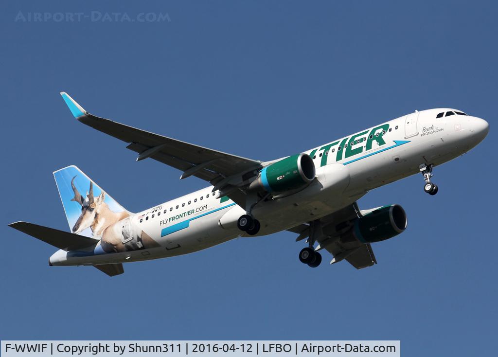 F-WWIF, 2016 Airbus A320-214 C/N 7095, C/n 7095 - To be N233FR 'Buck the Pronghorn'