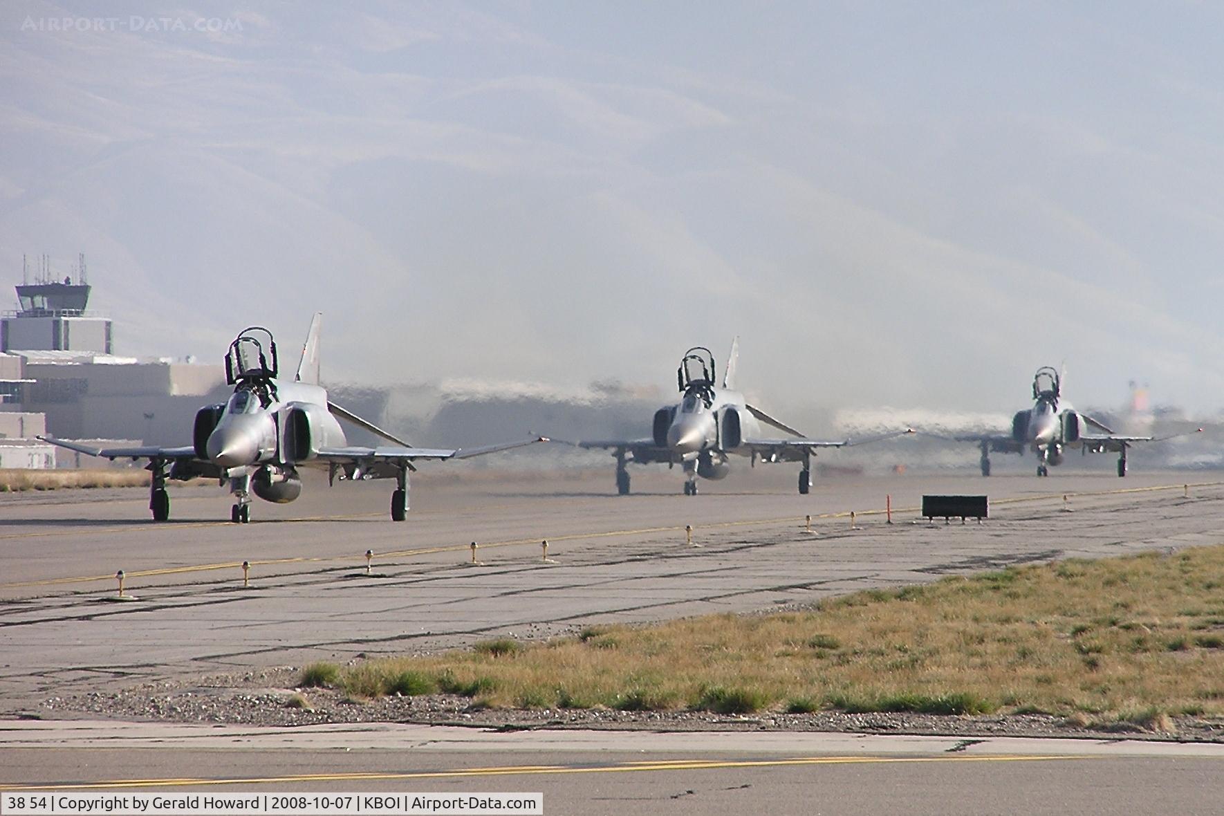 38 54, 1972 McDonnell Douglas F-4F Phantom II C/N 4761, 38-54 leading 38-63 and 37-01 on Foxtrot for RWY 10R.