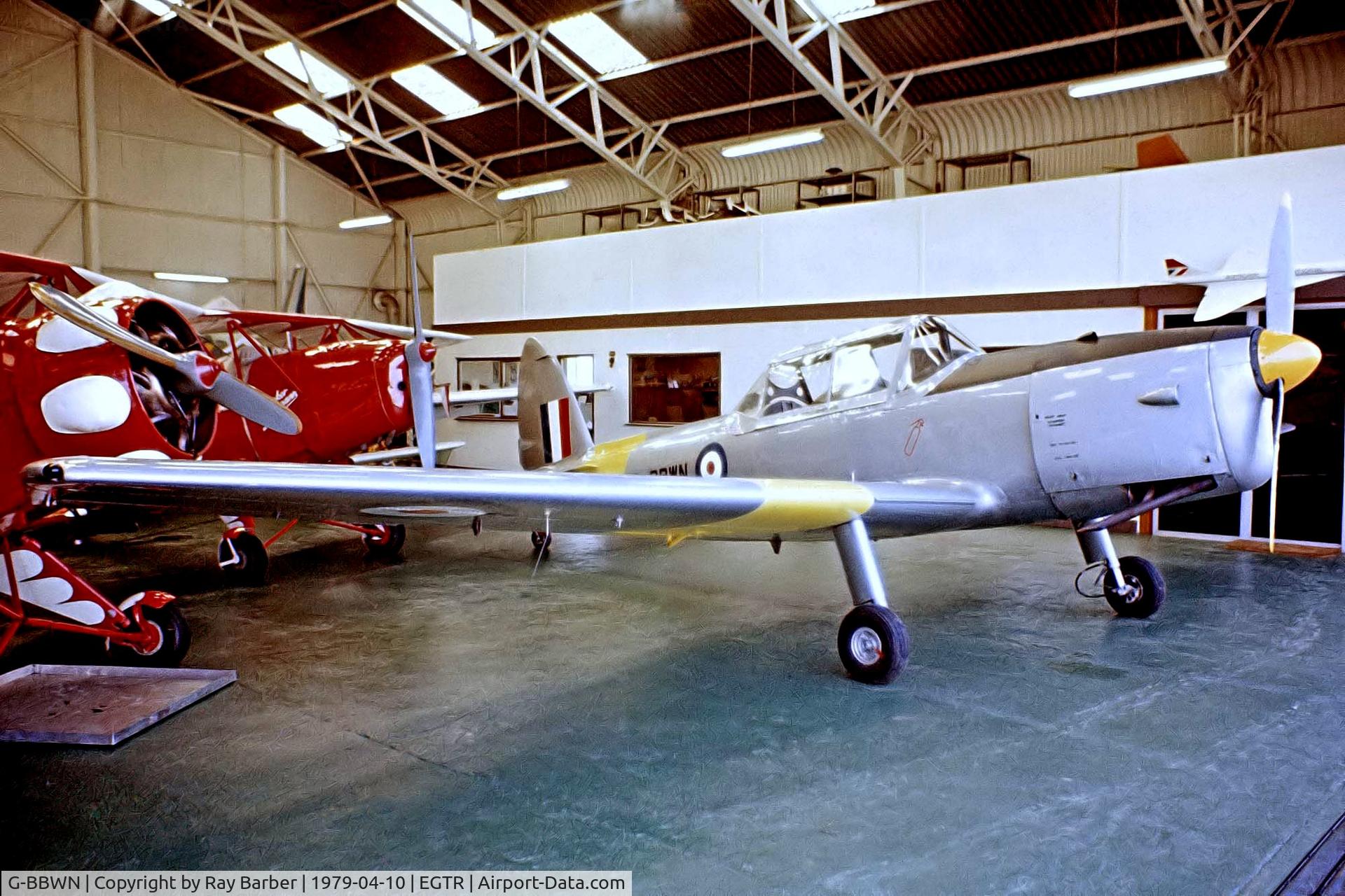 G-BBWN, 1952 De Havilland DHC-1 Chipmunk T.10 C/N C1/0913, de Havilland Canada DHC-1 Chipmunk 22 [C1/0913] Elstree~G 10/04/1979. From a slide.