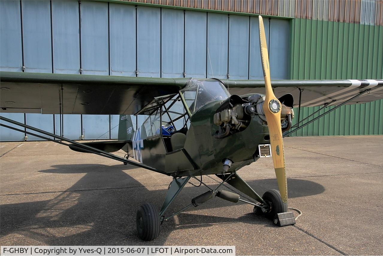 F-GHBY, 1943 Piper L-4A Grasshopper C/N 43-17737, Piper J3C-65 Cub, Static display, Tours-St Symphorien Air Base 705 (LFOT-TUF) Open day 2015