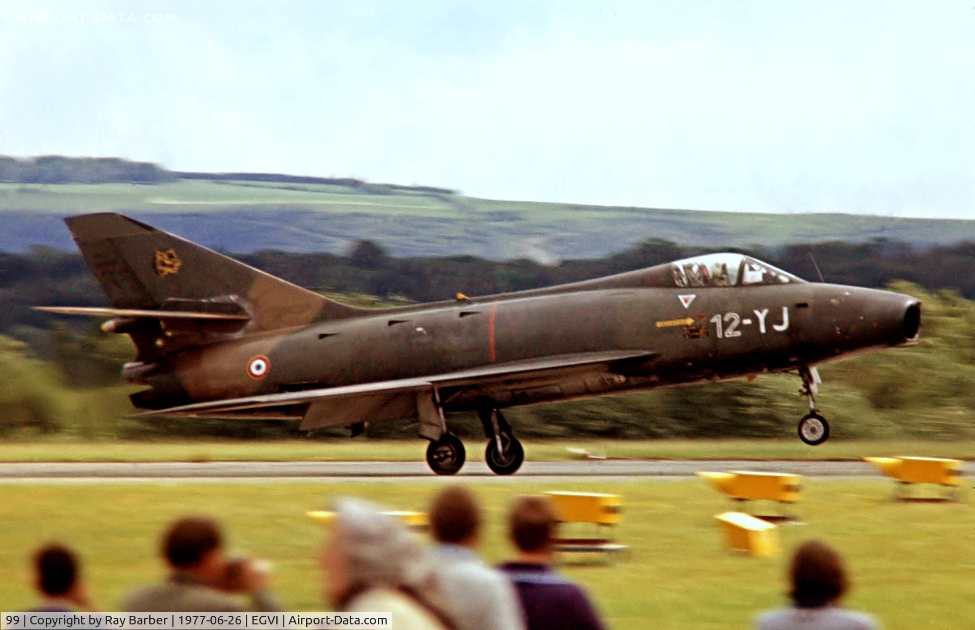 99, Dassault Super Mystere B.2 C/N 99, Dassault Super Mystere B.2 [99] (French Air Force) RAF Greenham Common~G 26/06/1977. From a slide.