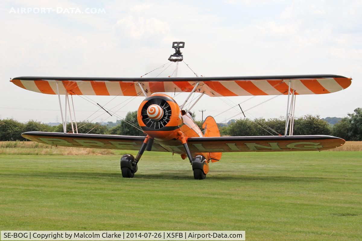 SE-BOG, 1942 Boeing N2S-3 Kaydet (B75N1) C/N 75-7128, Boeing N2S-3 Kaydet (B75N1), Fishburn Airfield, July 26th 2014.