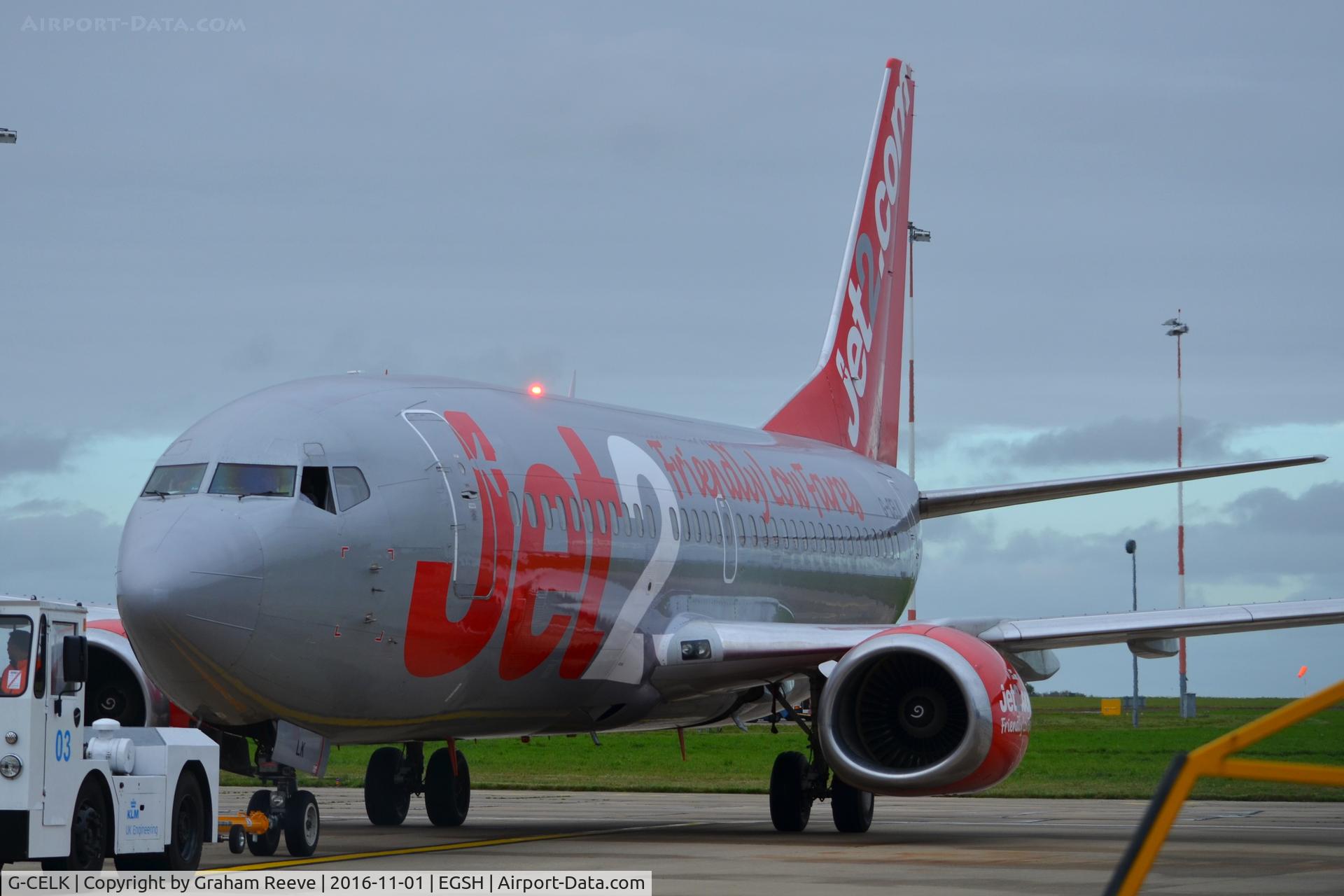 G-CELK, 1986 Boeing 737-330 C/N 23530, On stand at Norwich.