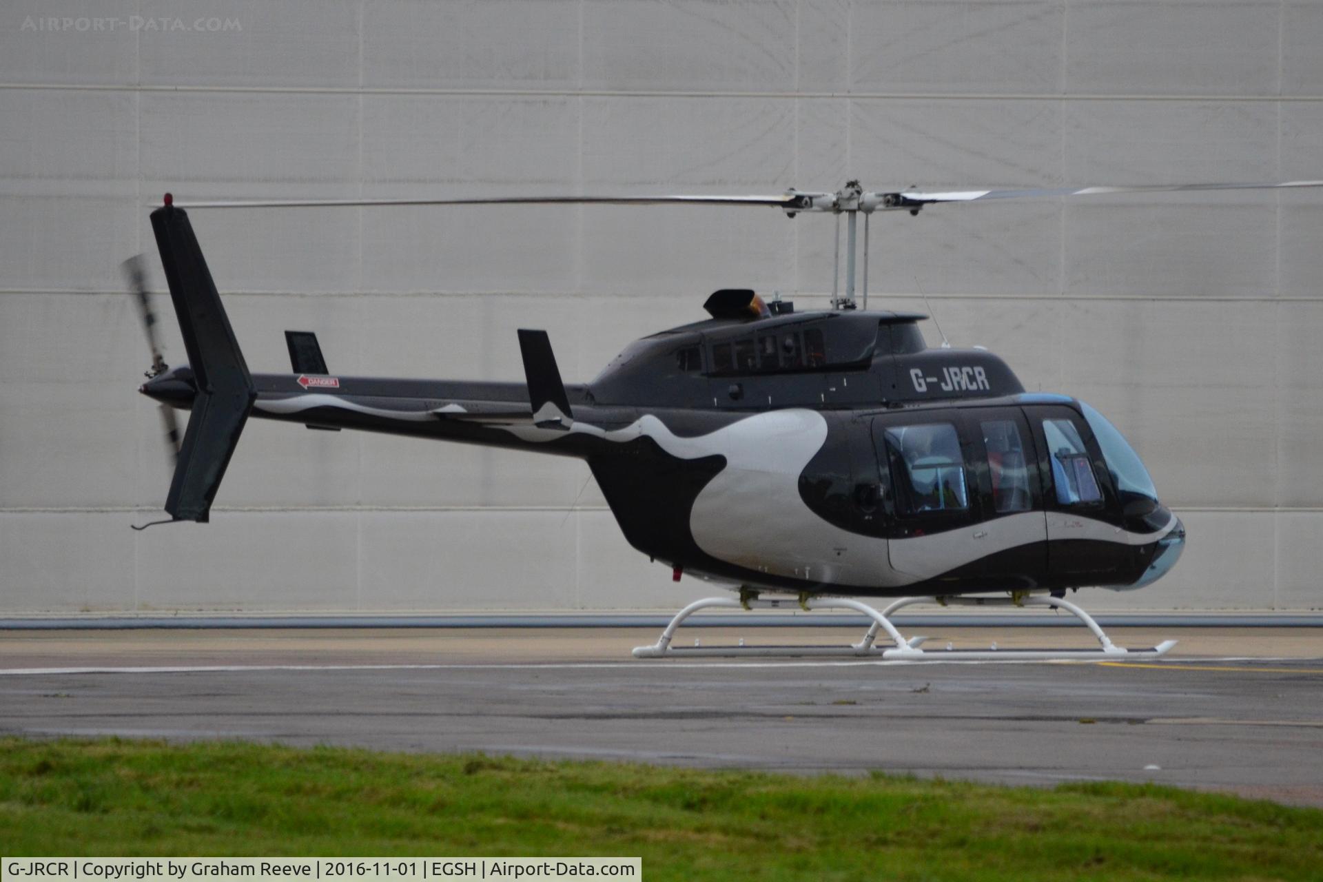 G-JRCR, 1981 Bell 206L-1 LongRanger II C/N 45229, Just landed at Norwich.