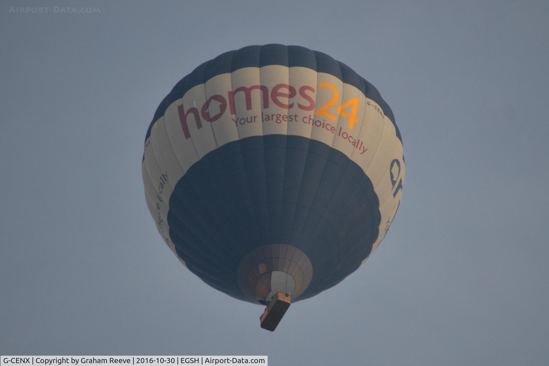 G-CENX, 2007 Lindstrand Hot Air Balloons Ltd LBL 360A C/N 1160, Overhead at Norwich.