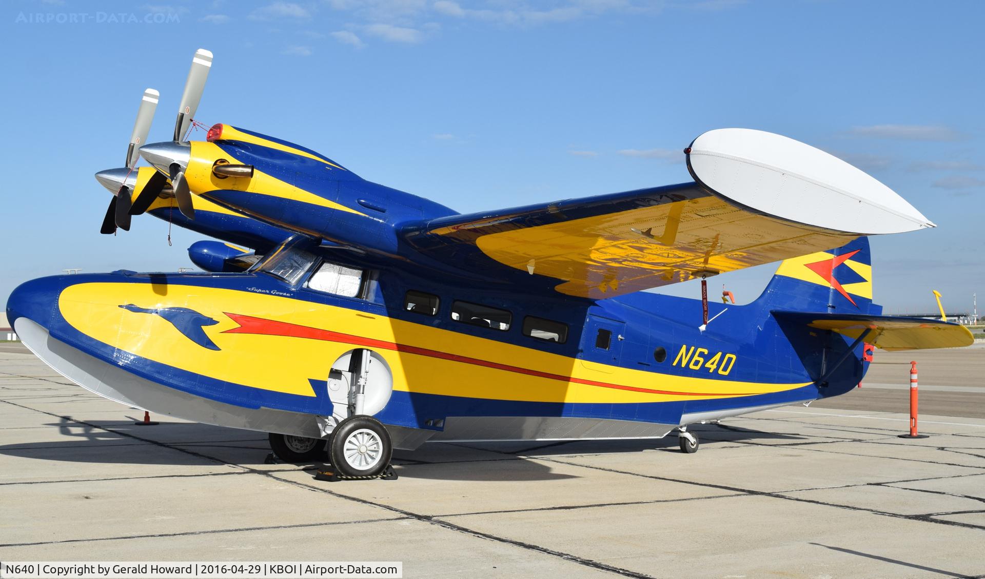 N640, 1945 Grumman G-21A C/N B-123, Colorful mod on Western Ramp.