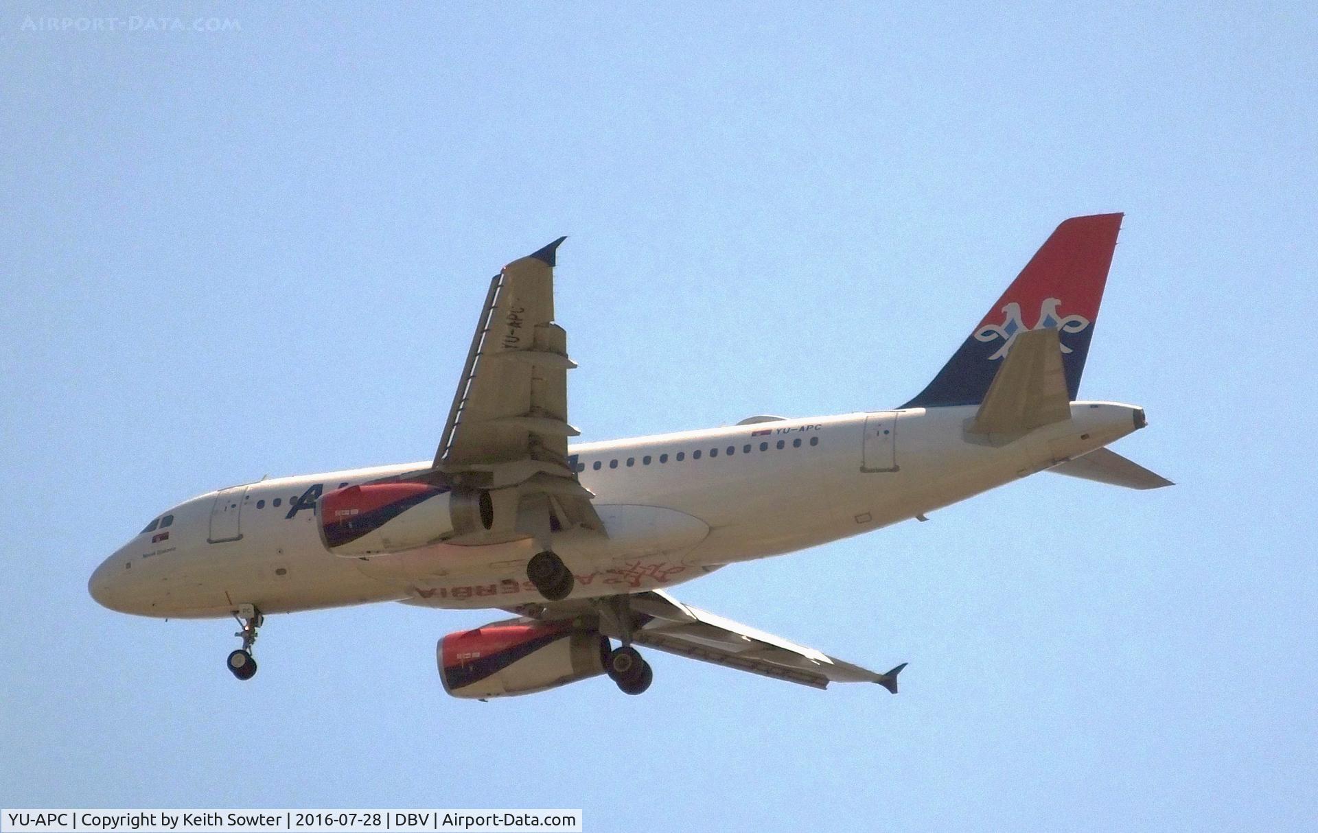 YU-APC, 2005 Airbus A319-132 C/N 2621, short finals at Dubrovnik