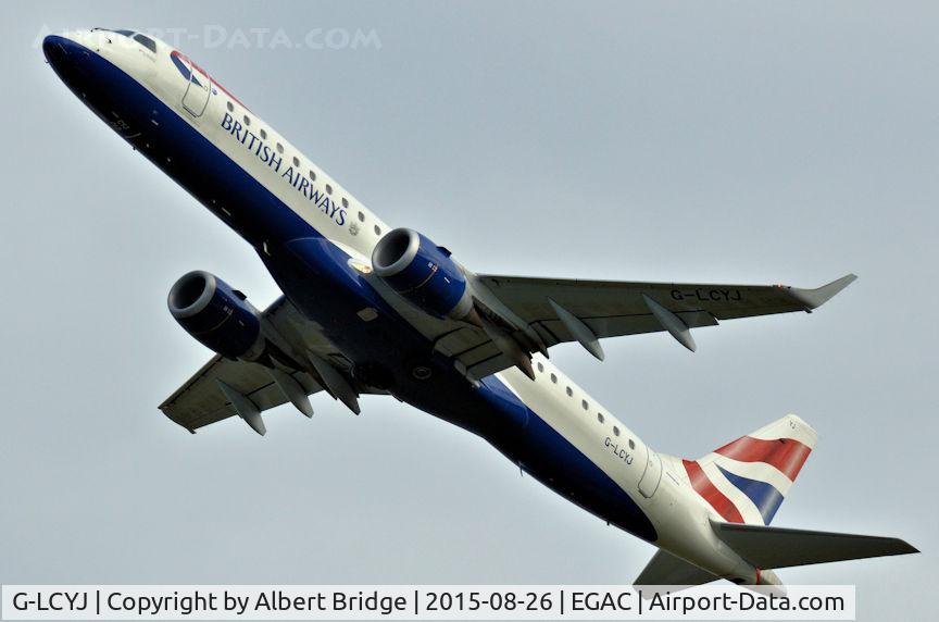 G-LCYJ, 2010 Embraer 190SR (ERJ-190-100SR) C/N 19000339, Returning to Dublin after being diverted to Belfast City.