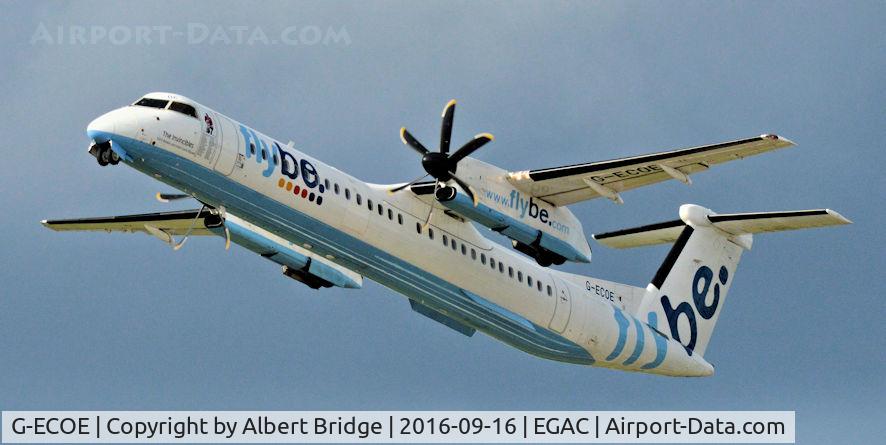 G-ECOE, 2008 De Havilland Canada DHC-8-402Q Dash 8 C/N 4212, Departing Belfast City.