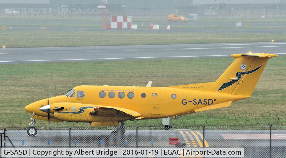 G-SASD, 2005 Beech B200C Super King Air King Air C/N BL-151, Departing Belfast City.