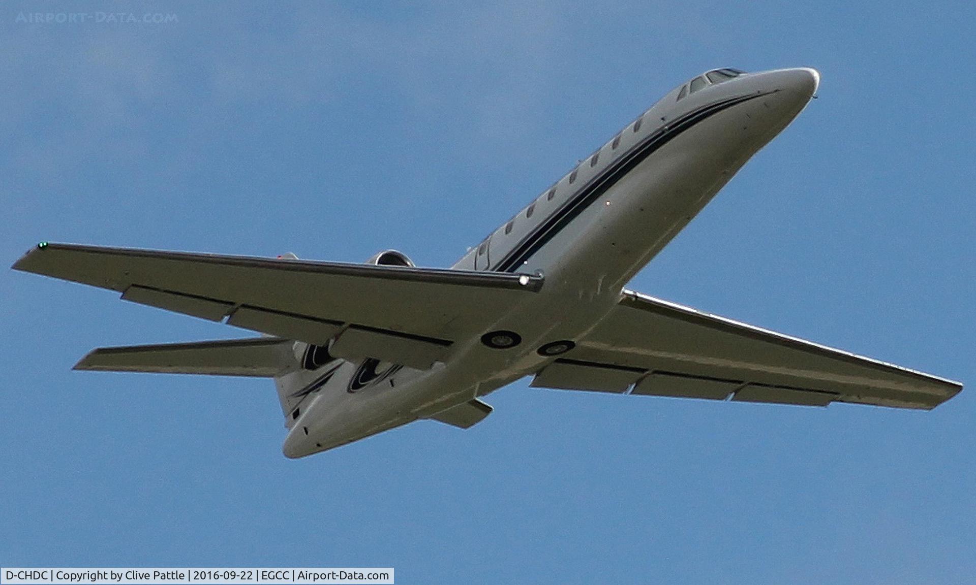 D-CHDC, 2007 Cessna 680 Citation Sovereign C/N 680-0150, EGCC departure