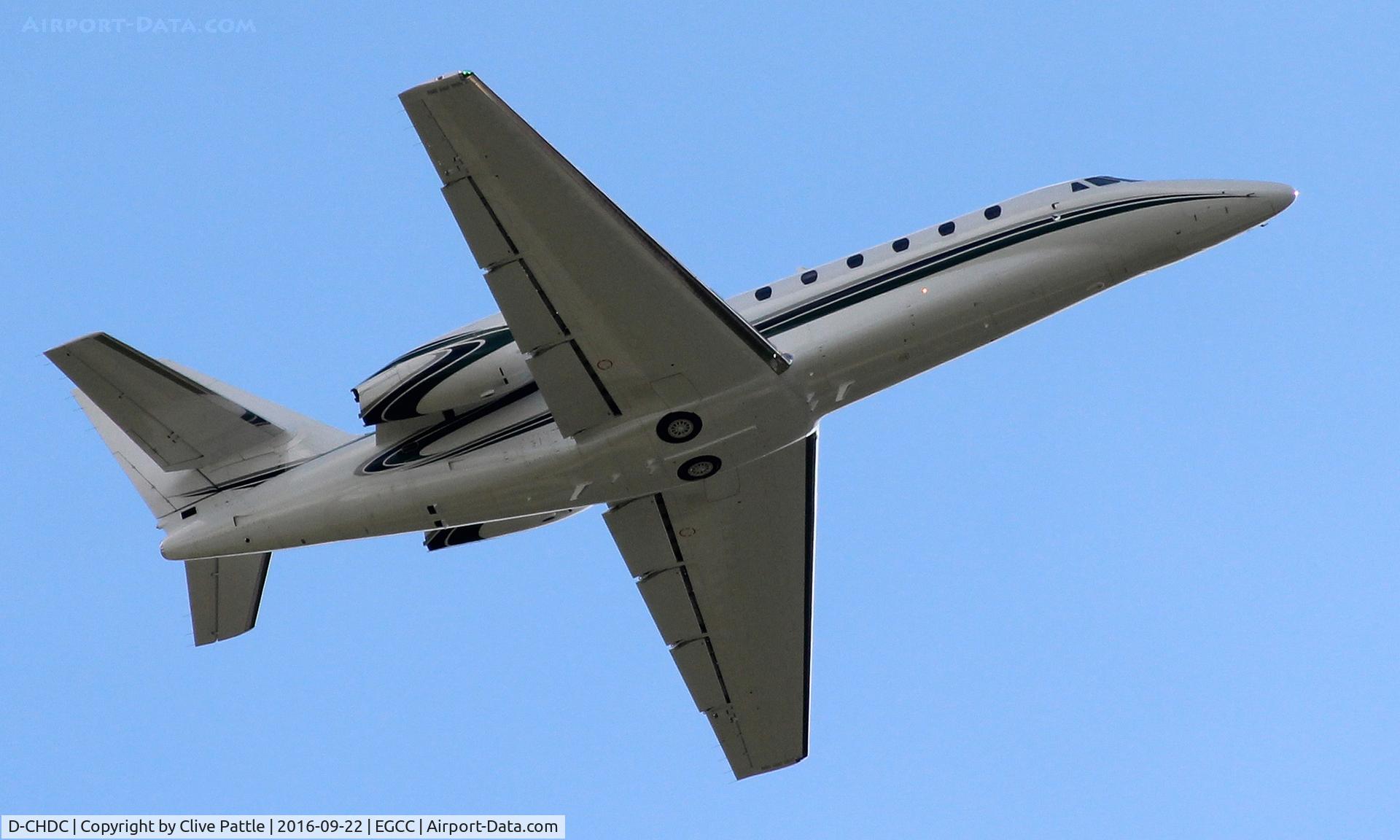 D-CHDC, 2007 Cessna 680 Citation Sovereign C/N 680-0150, EGCC departure