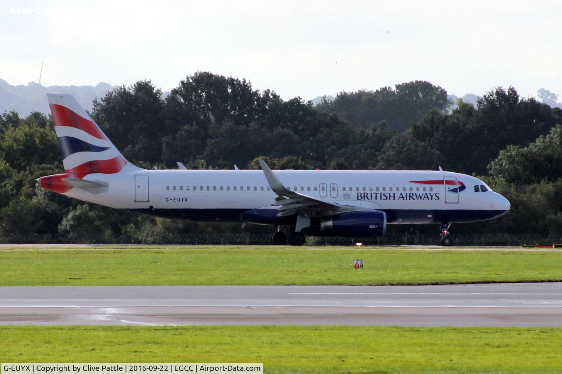 G-EUYX, 2014 Airbus A320-232 C/N 6155, Holding for departure at EGCC
