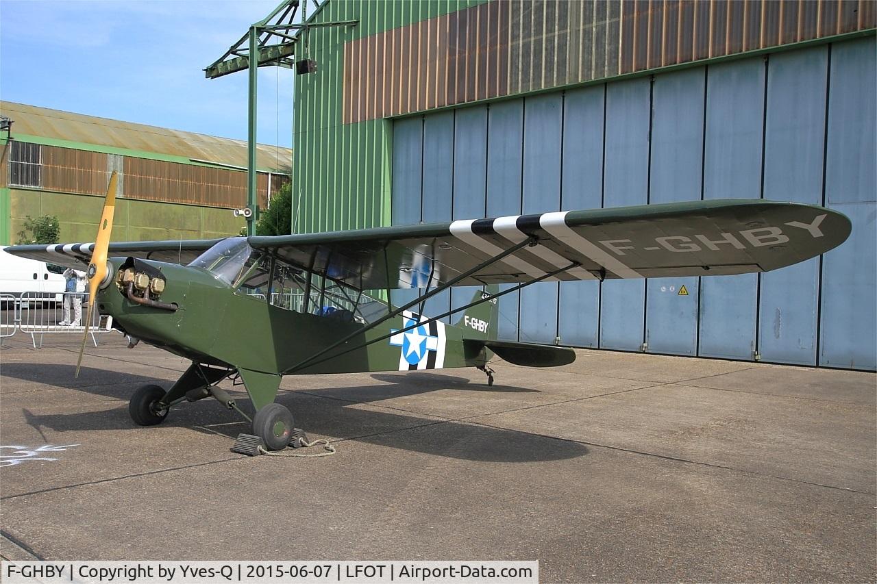 F-GHBY, 1943 Piper L-4A Grasshopper C/N 43-17737, Piper J3C-65 Cub, Static display, Tours-St Symphorien Air Base 705 (LFOT-TUF) Open day 2015