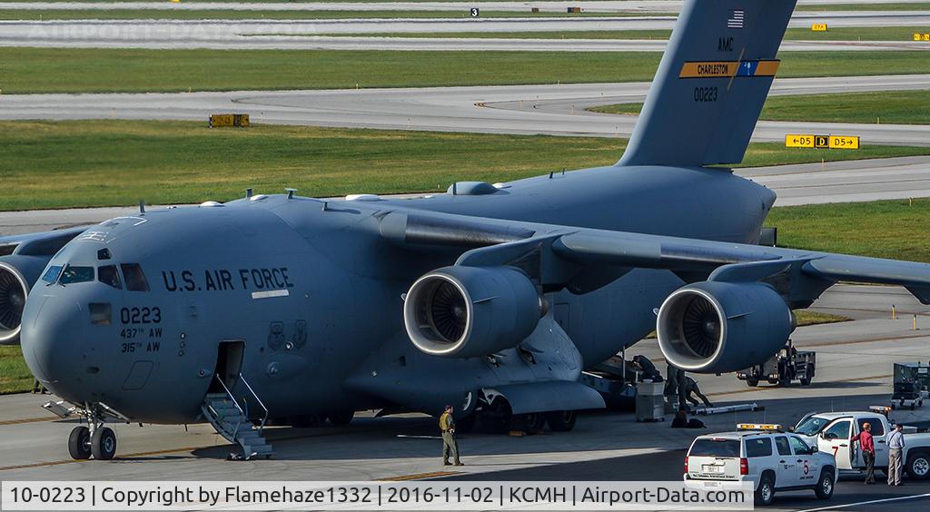 10-0223, 2013 Boeing C-17A Globemaster III C/N P-223/F260, Getting loaded with cargo after a POTUS visit.