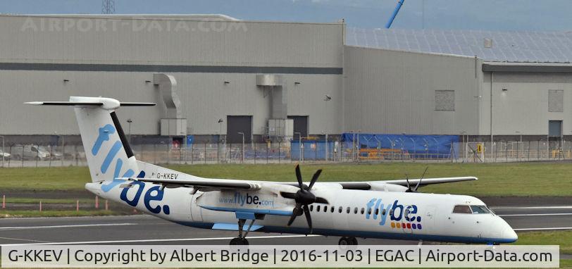 G-KKEV, 2008 De Havilland Canada DHC-8-402Q Dash 8 C/N 4201, Arriving from Leeds/Bradford.