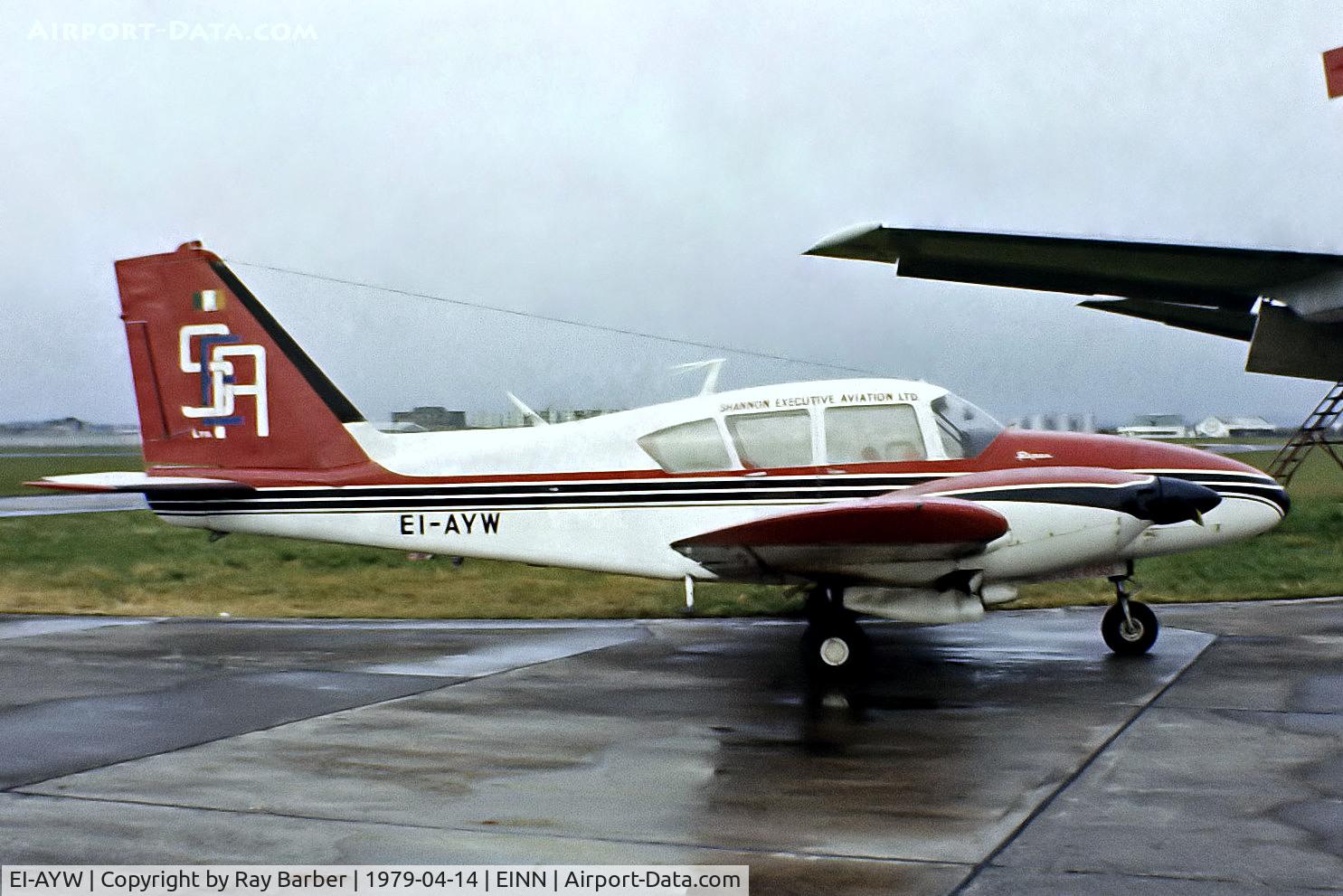 EI-AYW, 1965 Piper PA-23-250 Aztec C C/N 27-2933, Piper PA-23-250 Aztec C [27-2933] (Shannon Executive Aviation Ltd) Shannon~EI 14/04/1979. From a slide.
