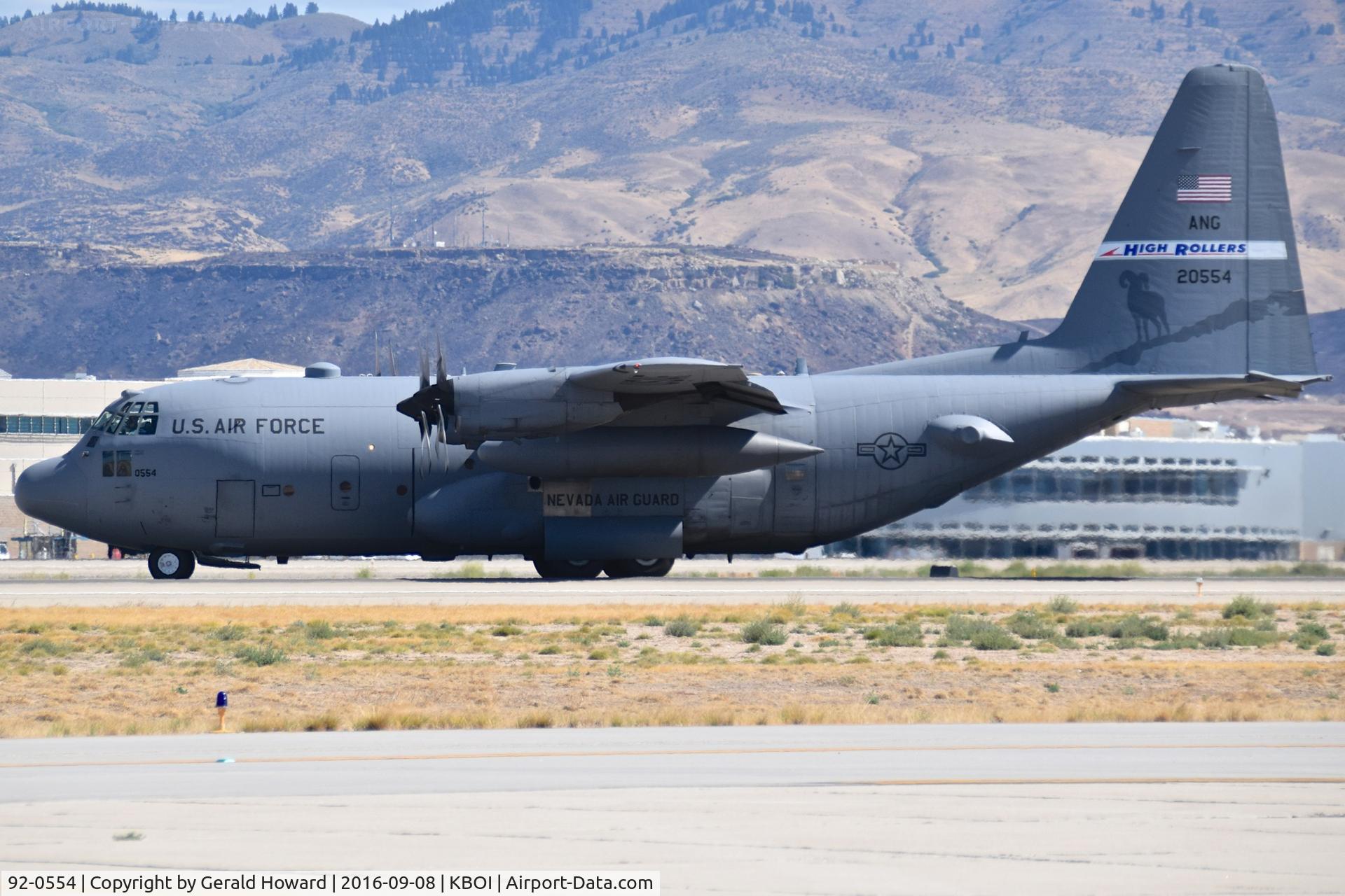 92-0554, 1992 Lockheed C-130H Hercules C/N 382-5352, 192nd Airlift Sq., Nevada ANG, Reno, NV roll out on RWY 28L.
