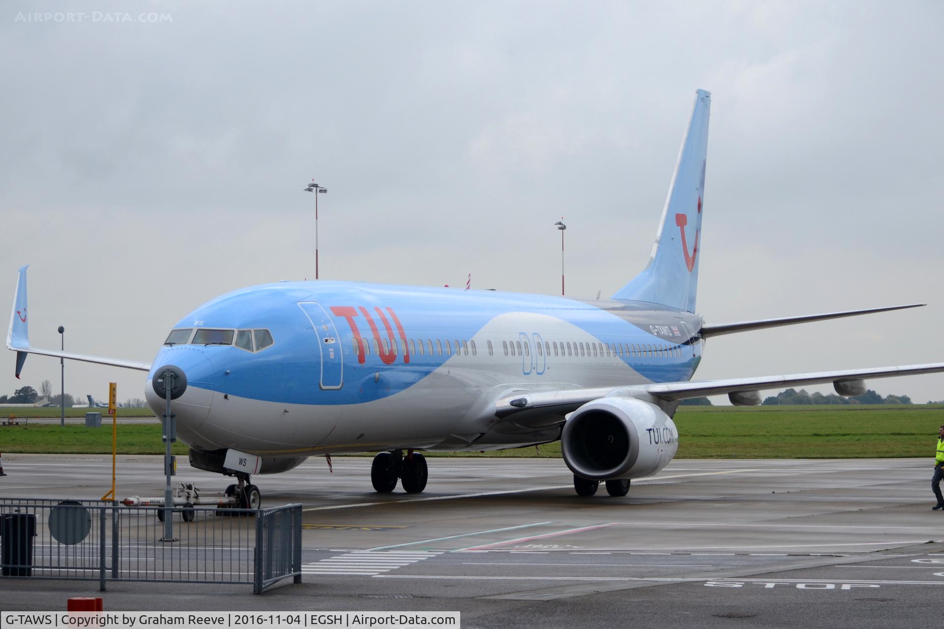 G-TAWS, 2014 Boeing 737-8K5 C/N 37241, On stand at Norwich now with TUI logo's.