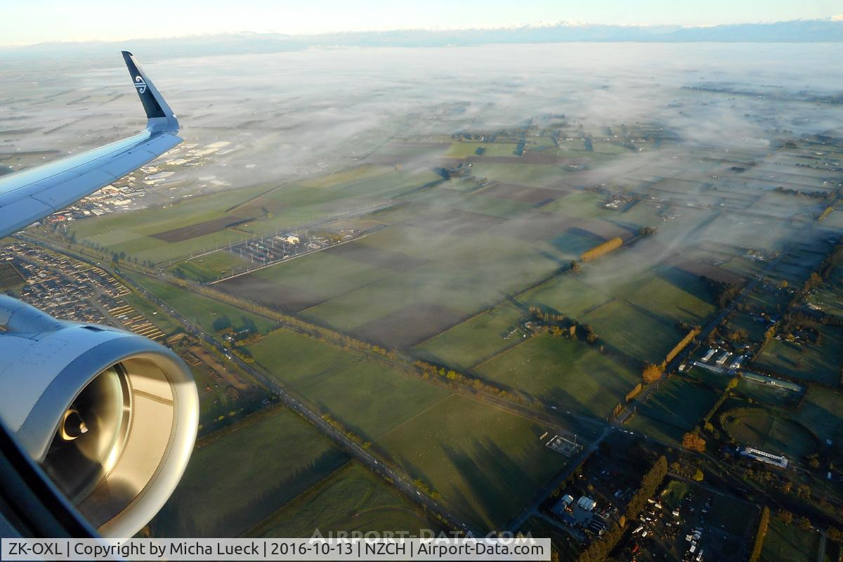 ZK-OXL, 2016 Airbus A320-232 C/N 7086, Approach for 7:20am arrival in CHC - beautiful Canterbury plains