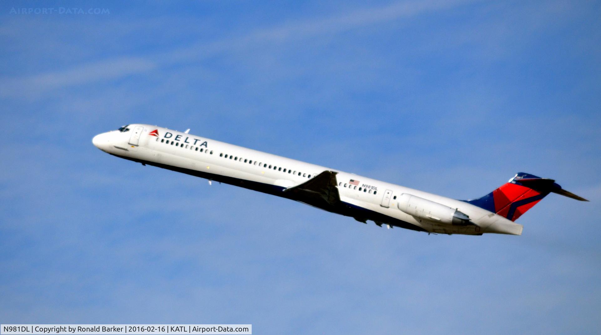 N981DL, 1991 McDonnell Douglas MD-88 C/N 53268, Takeoff Atlanta