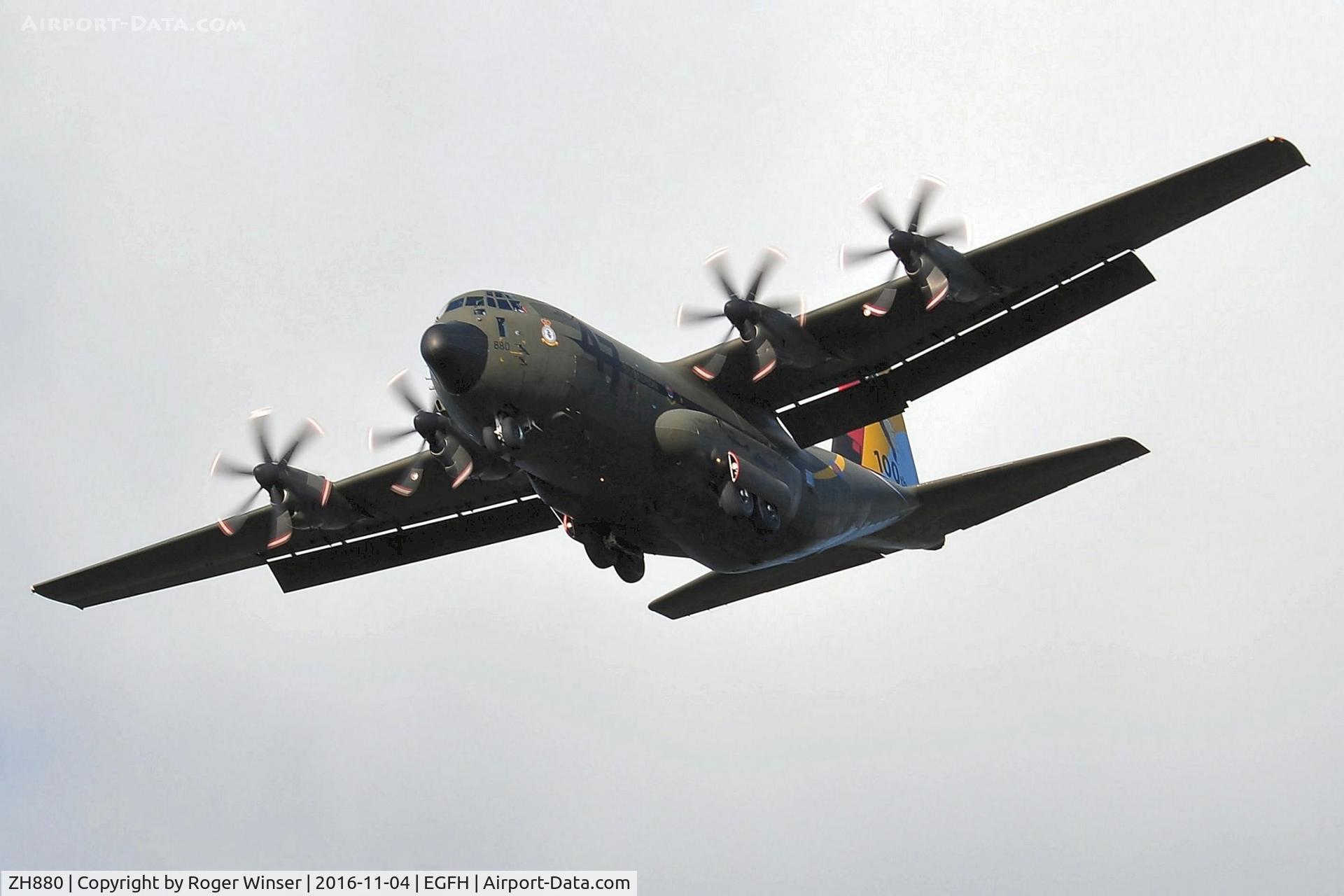 ZH880, 1999 Lockheed Martin C-130J Hercules C.5 C/N 382-5478, RAF Hercules C.5 aircraft coded 880 of the Brize Norton Transport Wing approaching Runway 22 for a low pass. In 47 Squadron 100th anniversary markings.