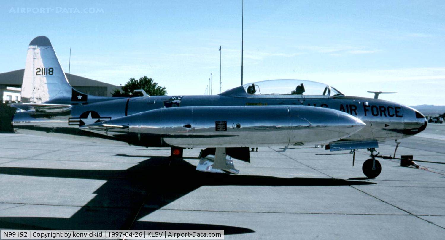 N99192, 1953 Canadair T-33AN Silver Star 3 C/N T33-118, At the 1997 50th Anniversary of the USAF air display, Nellis AFB.
