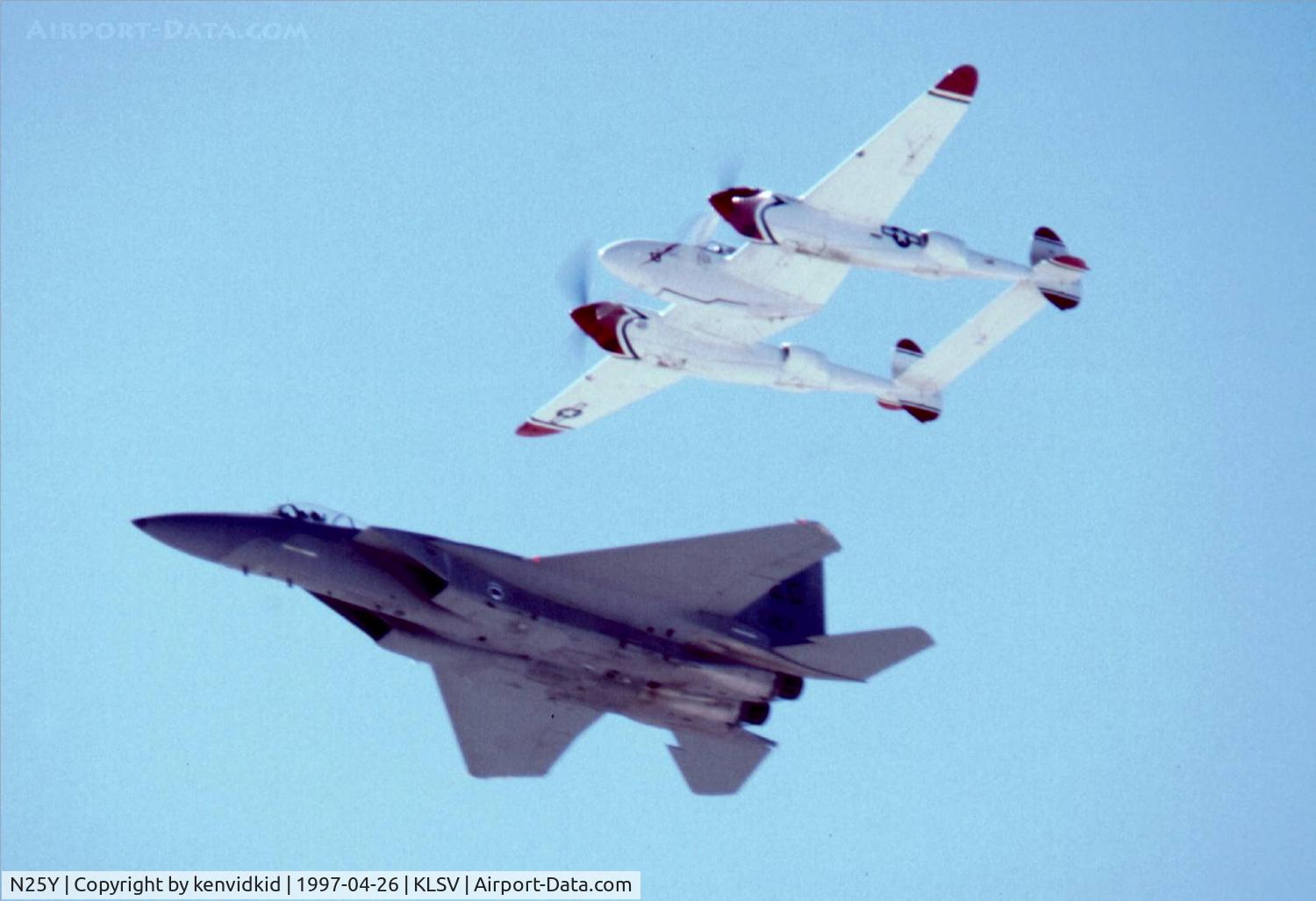 N25Y, 1944 Lockheed P-38L-5LO Lightning C/N AF44-53254, At the 1997 50th Anniversary of the USAF air display, Nellis AFB.