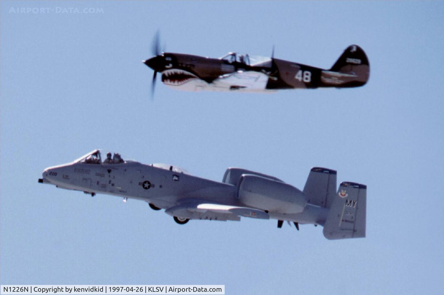 N1226N, Curtiss P-40N Warhawk C/N 29629, At the 1997 50th Anniversary of the USAF air display, Nellis AFB.