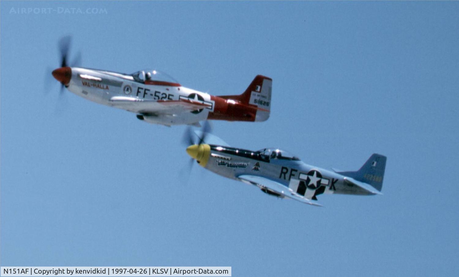 N151AF, 1945 North American P-51D Mustang C/N 45-11525, At the 1997 50th Anniversary of the USAF air display, Nellis AFB.