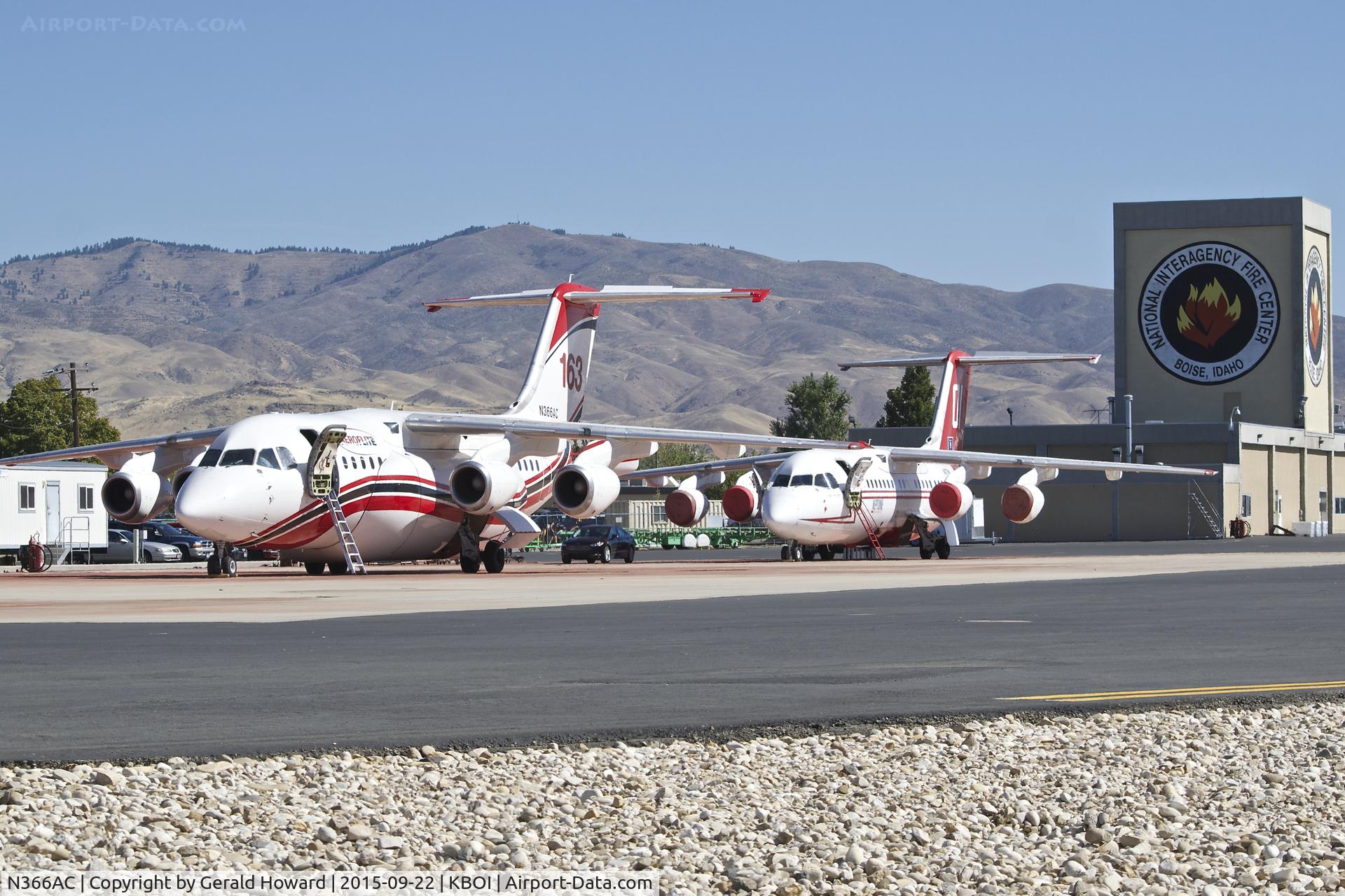 N366AC, 1996 British Aerospace Avro 146-RJ85 C/N E.2288, Parked on NIFC ramp with Tanker 01 (N473NA).
