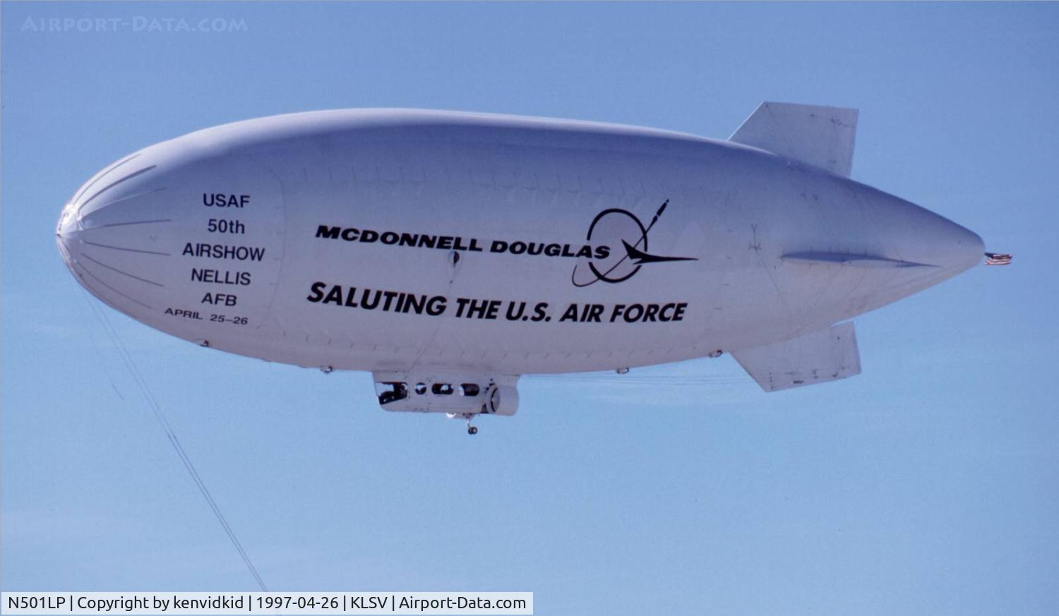 N501LP, Airship Industries Skyship 500 C/N 1214-04, At the 1997 50th Anniversary of the USAF air display, Nellis AFB.