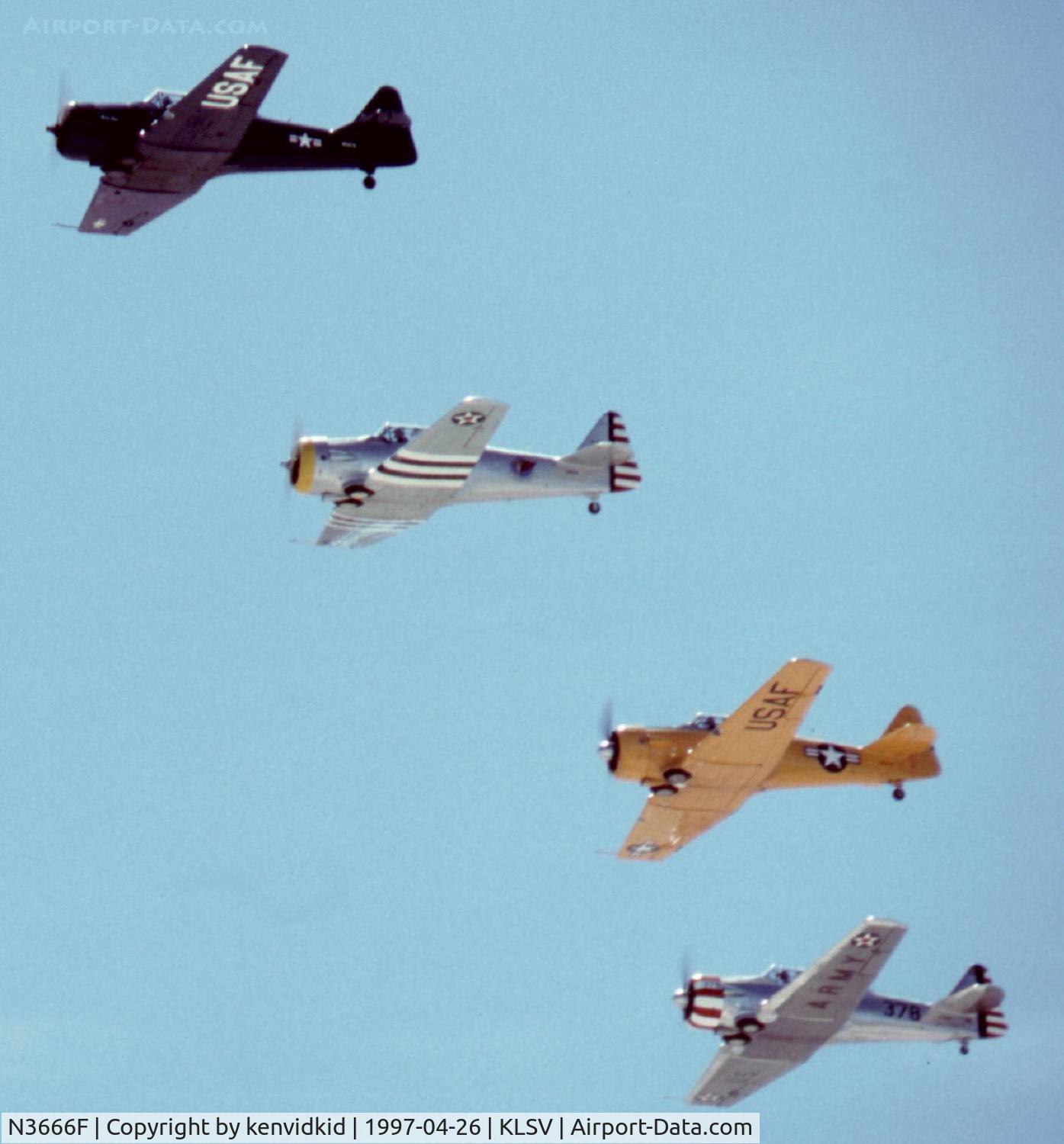 N3666F, North American SNJ-5 Texan Texan C/N 52031, At the 1997 50th Anniversary of the USAF air display, Nellis AFB.
