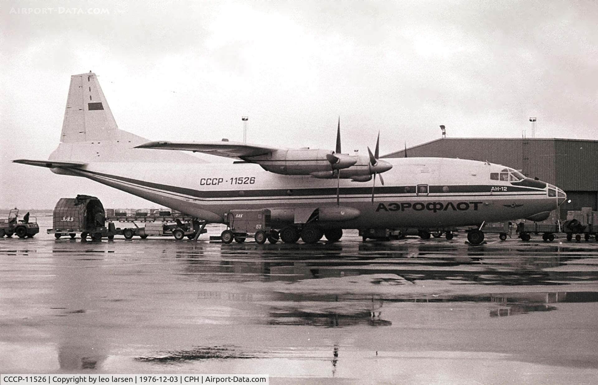 CCCP-11526, 1972 Antonov An-12BP C/N 02348207, Copenhagen 3.12.76