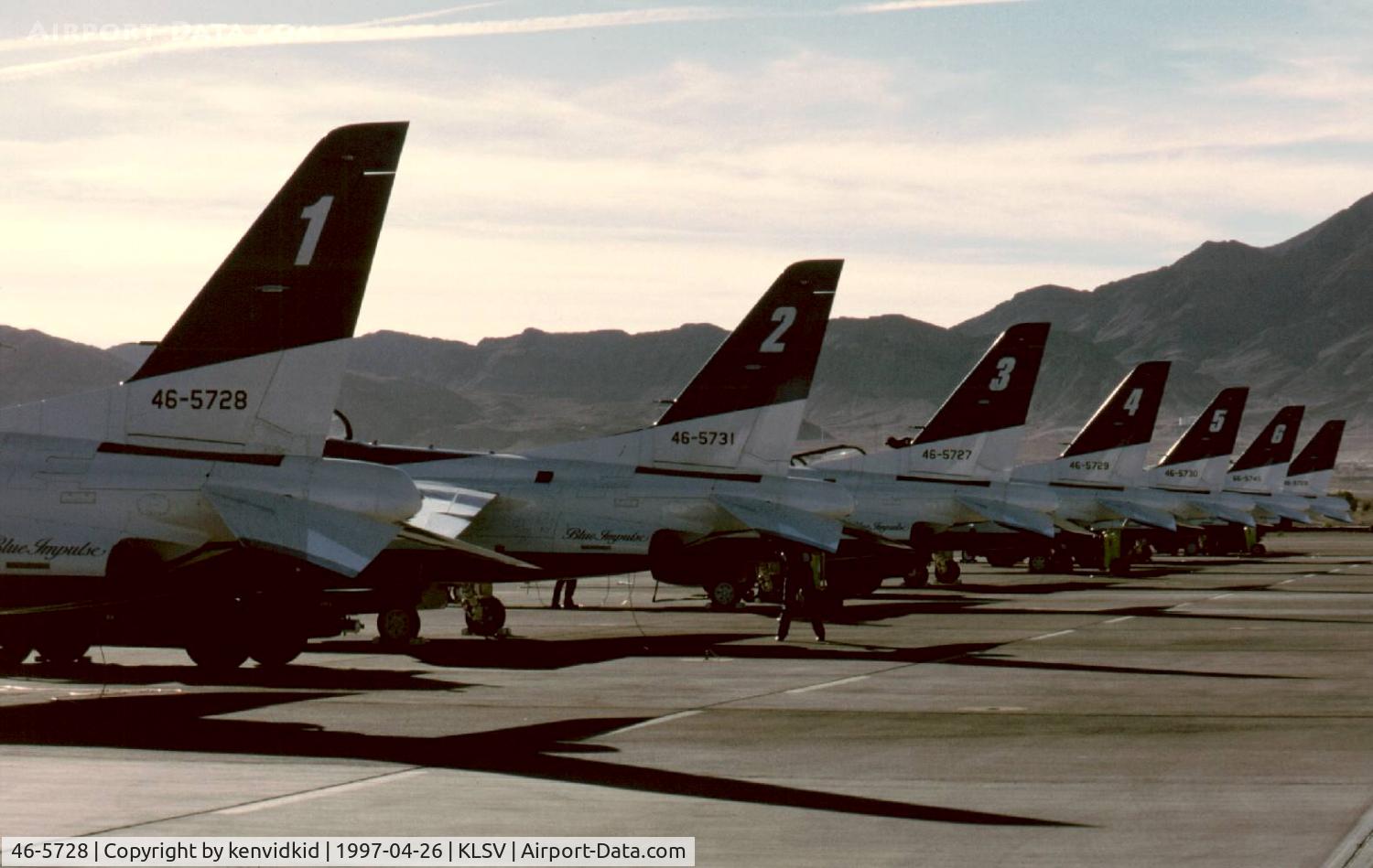46-5728, Kawasaki T-4 C/N 1128, At the 1997 50th Anniversary of the USAF air display, Nellis AFB.