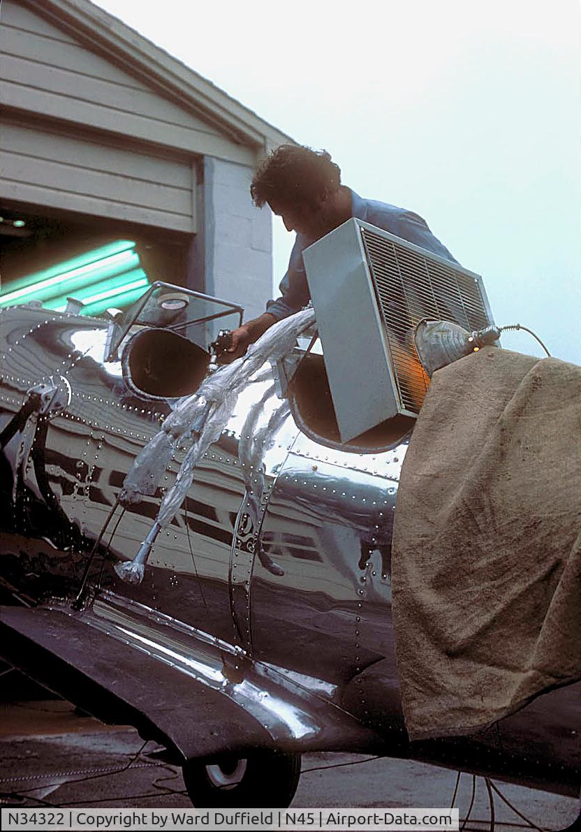 N34322, 1942 Meyers OTW-145 C/N 66, Tom Cawley priming the fuselage at Cawley Aviation
June 1978