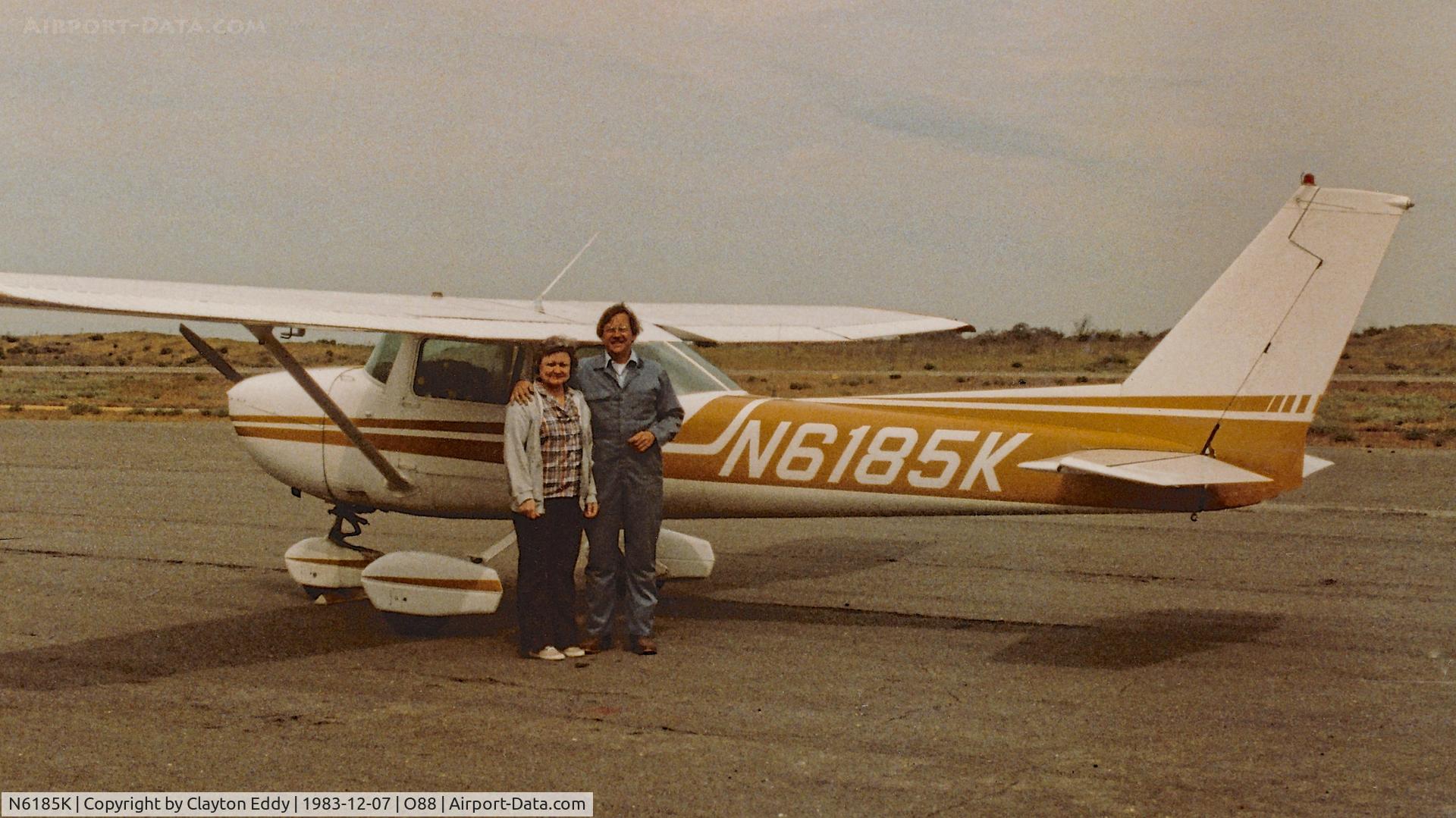 N6185K, 1975 Cessna 150M C/N 15077576, N6185K at the old Rio Vista Airport in California. 1983.
