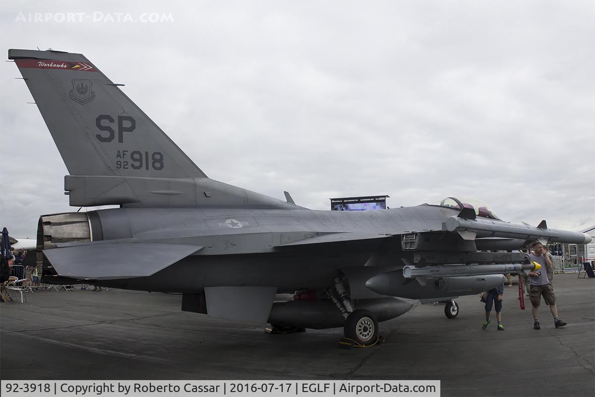 92-3918, 1992 General Dynamics F-16C Fighting Falcon C/N CC-160, FIA 2016
