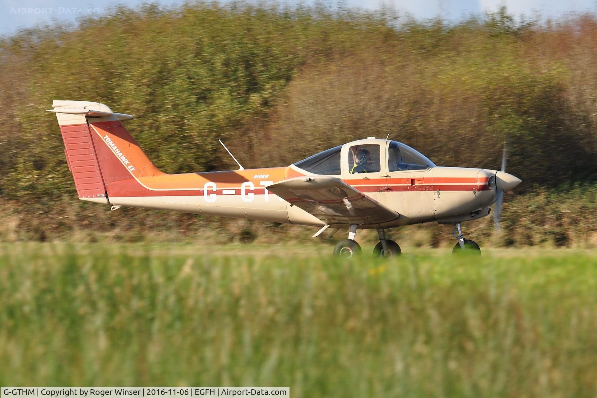 G-GTHM, 1981 Piper PA-38-112 Tomahawk Tomahawk C/N 38-81A0171, Resident Tomahawk operated by Cambrian Flying Club departing Runway 04.