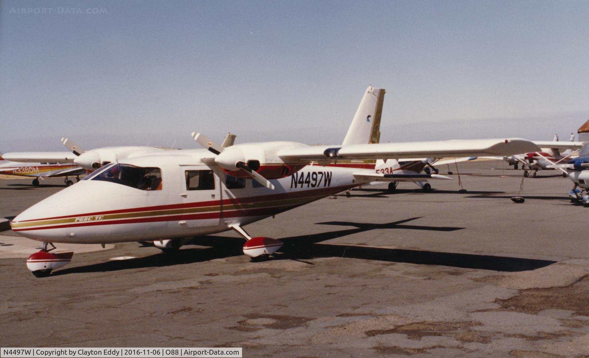 N4497W, Partenavia P-68C-TC C/N 317-25/TC, Old Rio Vista Airport in California. Late 1980's or early 1990's.