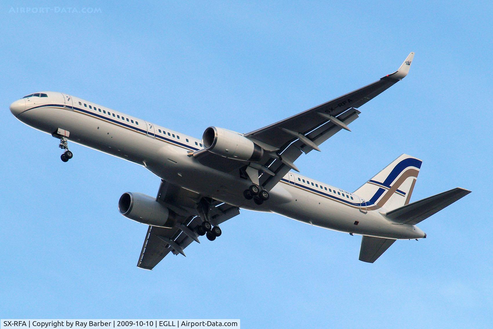 SX-RFA, 1999 Boeing 757-23N C/N 30232, Boeing 757-23N [30232] (Gainjet) Home~G 10/10/2009. On approach 27R