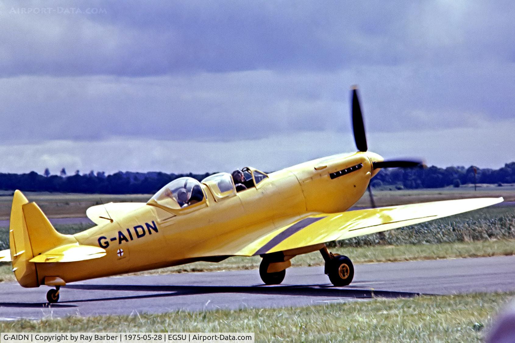 G-AIDN, 1944 Supermarine 502 Spitfire TR.8 (LF.VIIIc) C/N 6S/729058, Supermarine Spitfire Tr.8 [6S/729058] Duxford~G 28/05/1975. From a slide