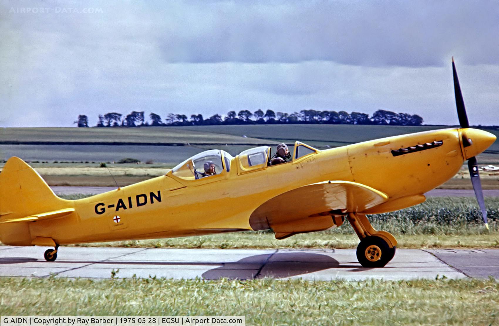 G-AIDN, 1944 Supermarine 502 Spitfire TR.8 (LF.VIIIc) C/N 6S/729058, Supermarine Spitfire Tr.8 [6S/729058] Duxford~G 28/05/1975. From a slide