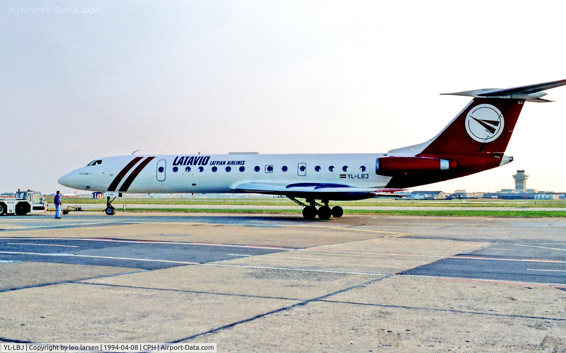 YL-LBJ, 1980 Tupolev Tu-134B-3 C/N 63410, Copenhagen 8.4.94